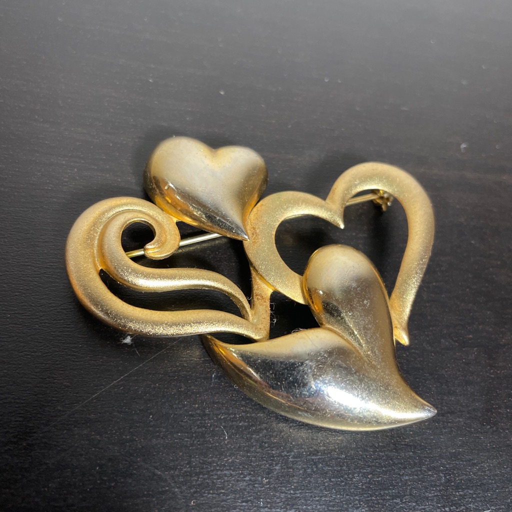 Vintage Casual Corner 4 Heart Gold Brooch